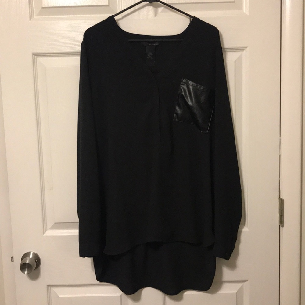 Calvin Klein Blouse with Faux Leather Details